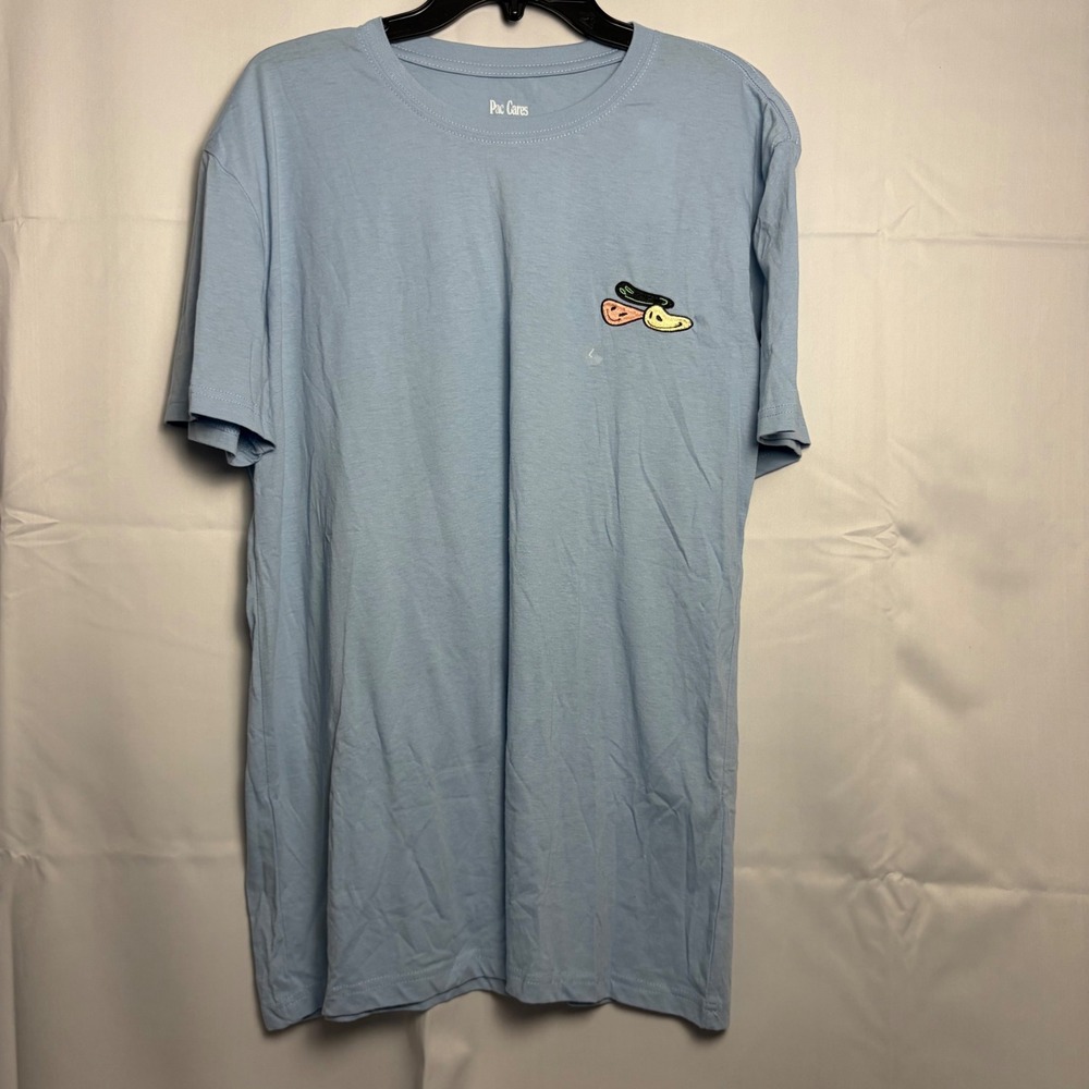 PacSun‎ Pac Cares New Mens Large Blue Embroidered Graphic T-Shirt Sustainable